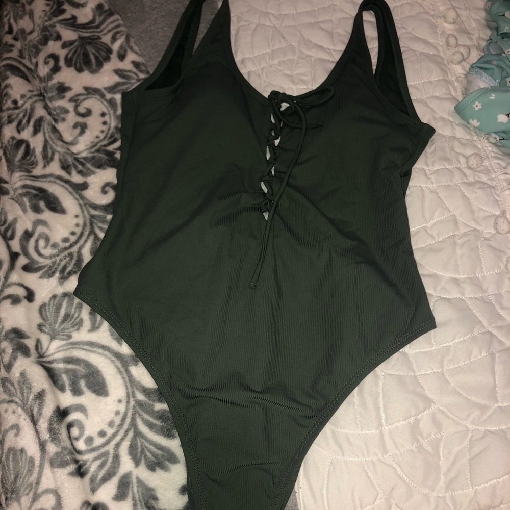 Army green one piece swimsuit